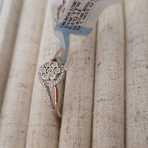 DIAMOND BLOSSOM BRAND DIAMOND RING 14K ROSE GOLD OVER STERLING SILVER SIZE 7 - Picture 16 of 16